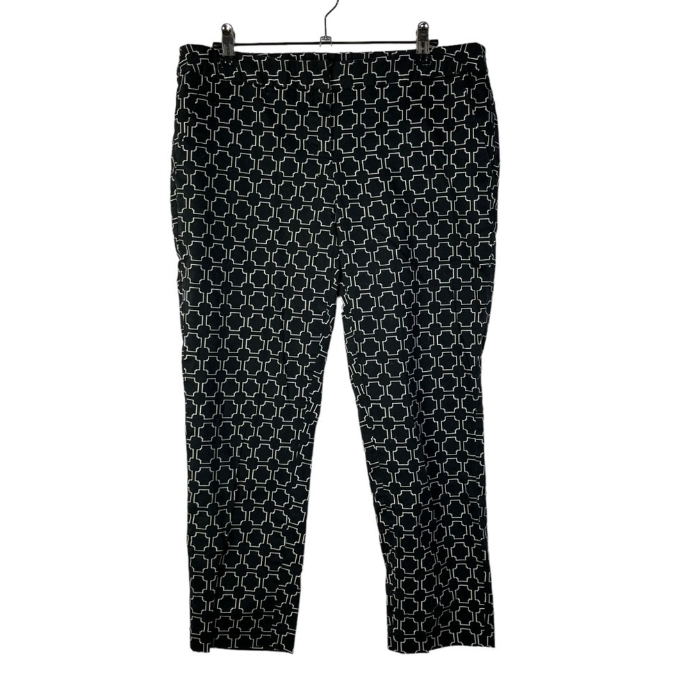 Amanda + Chelsea Black & White Geometric‎ Square Printed Straight Leg Pants 8